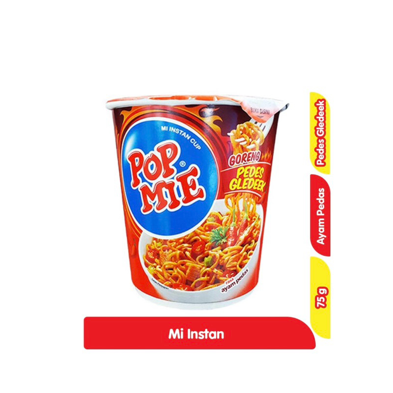 

Pop Mie Mi Instan Cup Goreng Pedas Gledeek Ayam Pedas 75 g