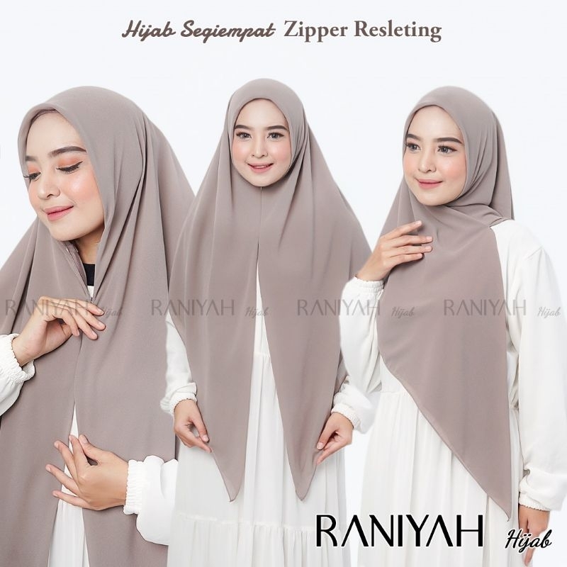 Hijab Segi empat Zipper Resleting || Khimar Zipper Segi Empat Instan Ceruty Babydoll