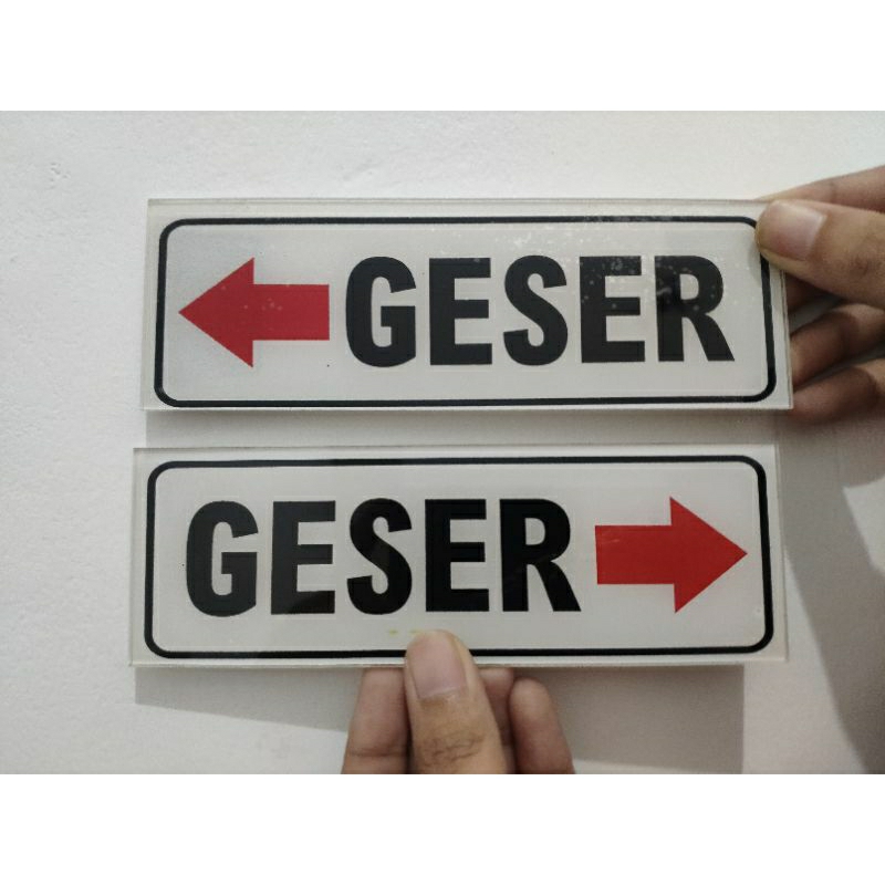 

Akrilik sign board tulisan GESER kiri & kanan (sepasang) / Petunjuk pintu geser