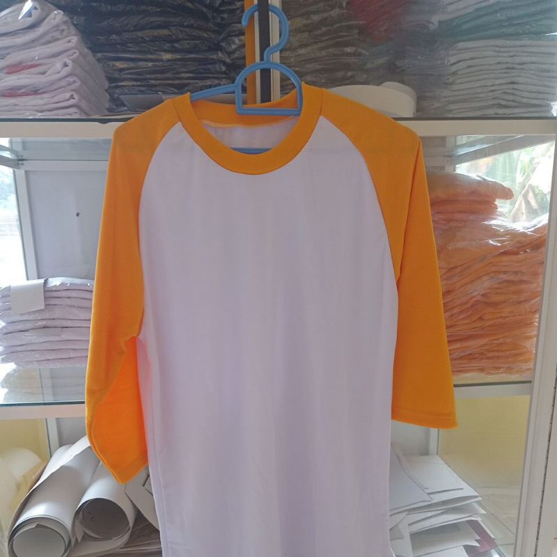 Kaos Lengan Panjang 3/4 wanita&Pria Putih Kuning