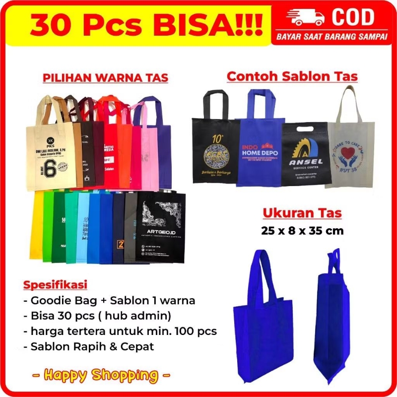 

Goodie Bag Custom Tas Spunbond Custom Sablon Spoundbond Bag Custom tas spunbond 25x35