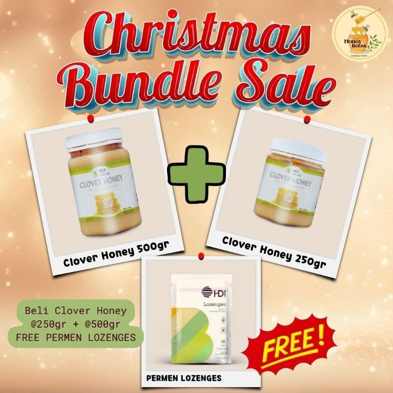 

Christmas hampers madu clover 250gr + 500gr clover honey BONUS Proliz Lozenges exp 2026 ORIGINAL