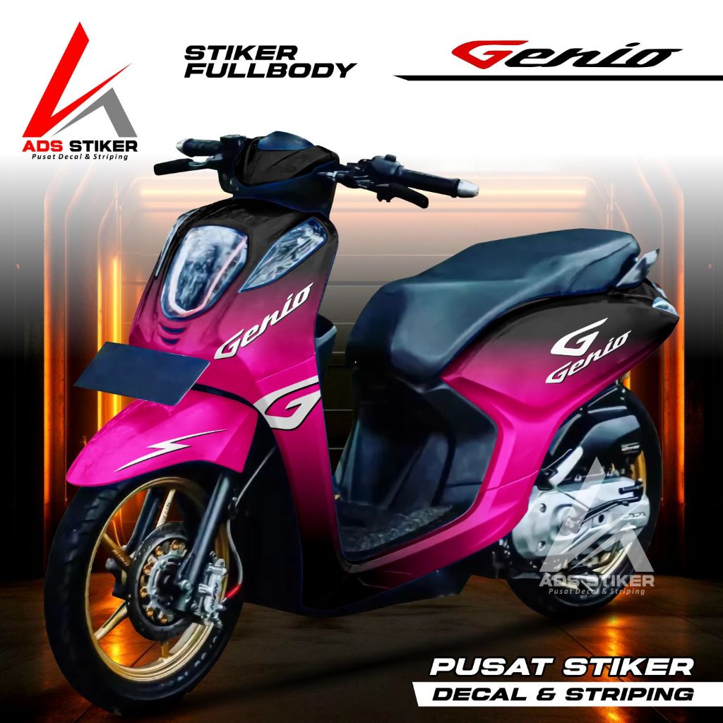Sticker Decal  Genio - Dekal Honda Genio - Stiker Honda Genio Full Body Pink motif G Simpel Polos