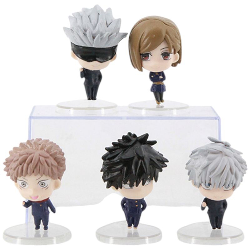 Action Figure Anime Jujutsu Kaisen Chibi Size Gojo Satoru Yuujiro Itadori Megumi Fushiguro Collectio