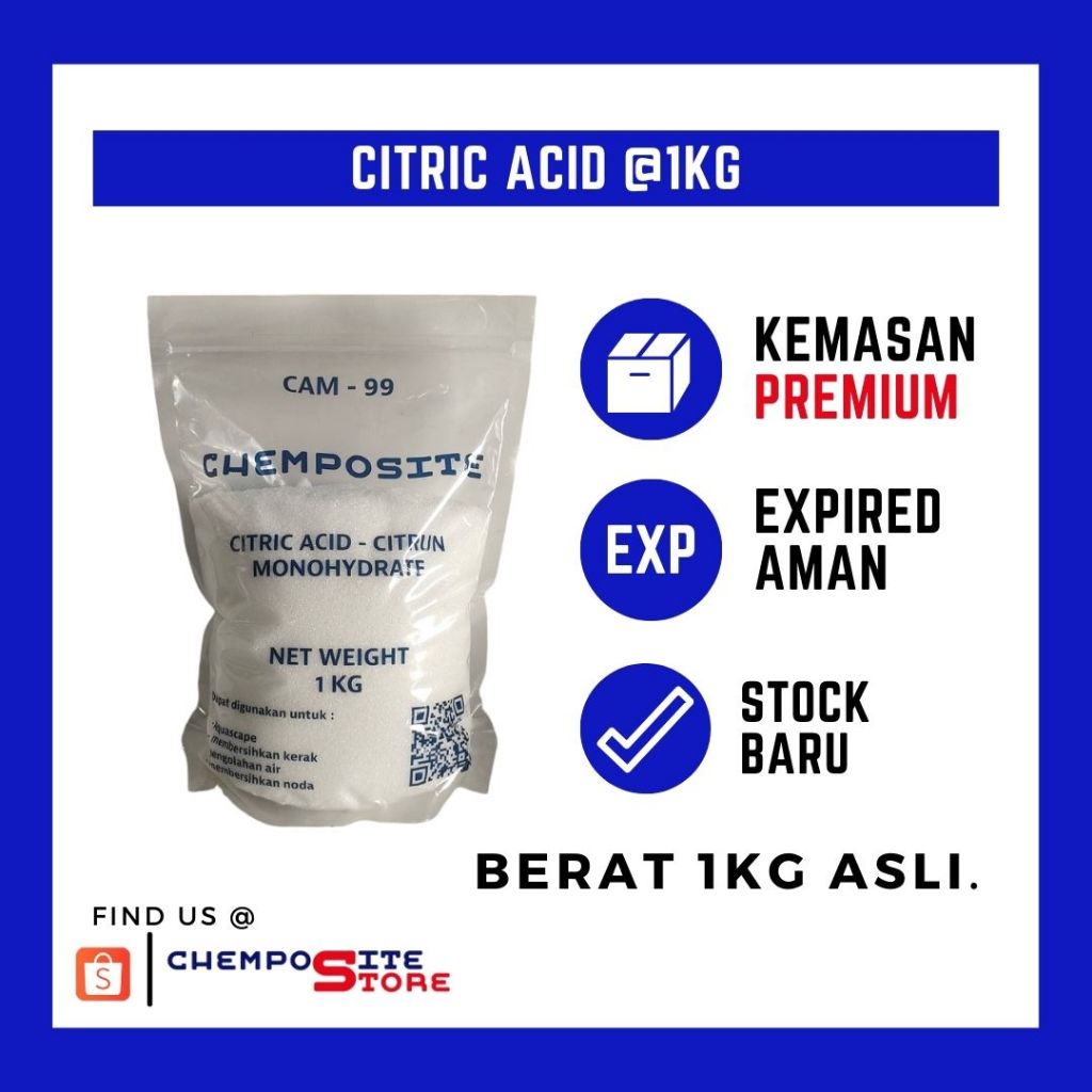Citric Acid monohydrate - asam citrun - asam sitrun - sitrun acid - sitrun zuur kemasan 1 kg