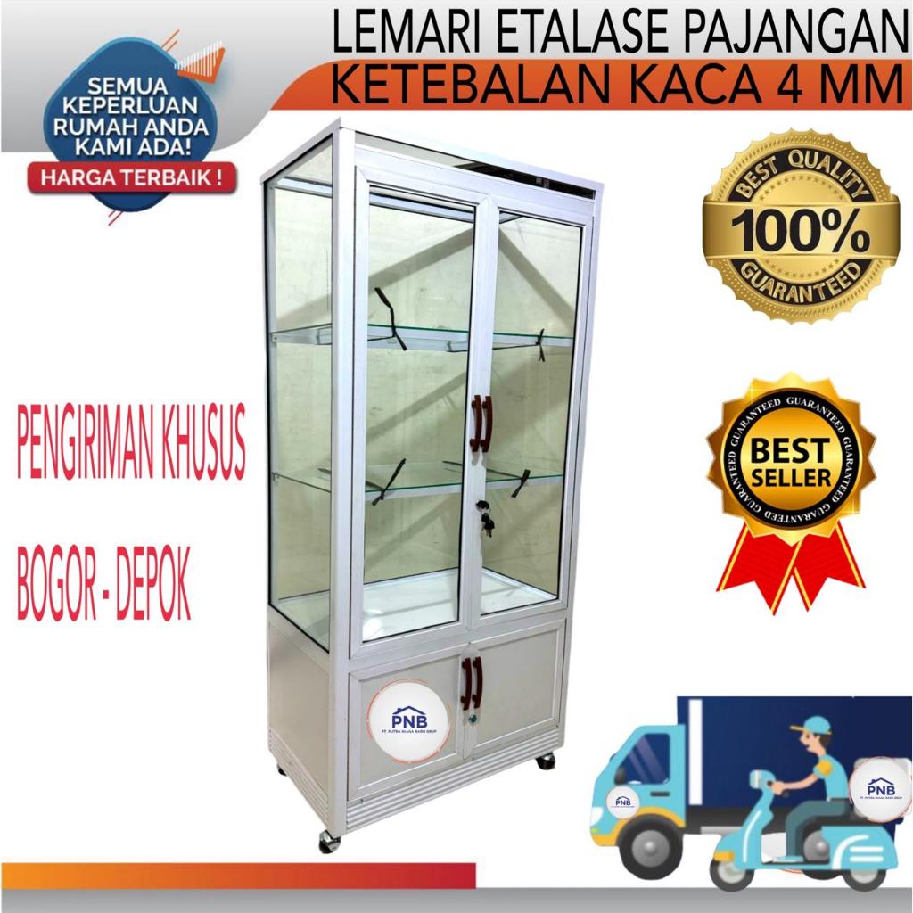 Lemari Pajangan / Lemari Hias / Lemari Kaca Minimalis 2 Pintu Putih (BOGOR-DEPOK)