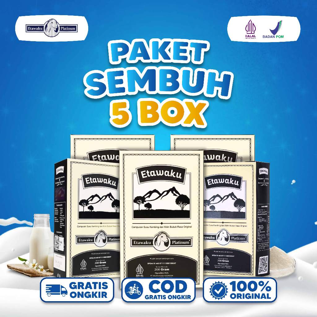 

Etawaku Platinum Paket 5 Box - Susu Kambing Etawa Bubuk Murni Sembuhkan Sesak Nafas Nyeri Sendi