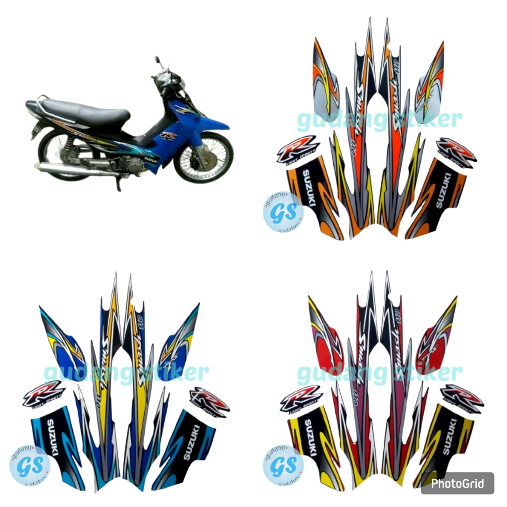 sticker striping body motor suzuki smash 110r 2004 sepasang fullset