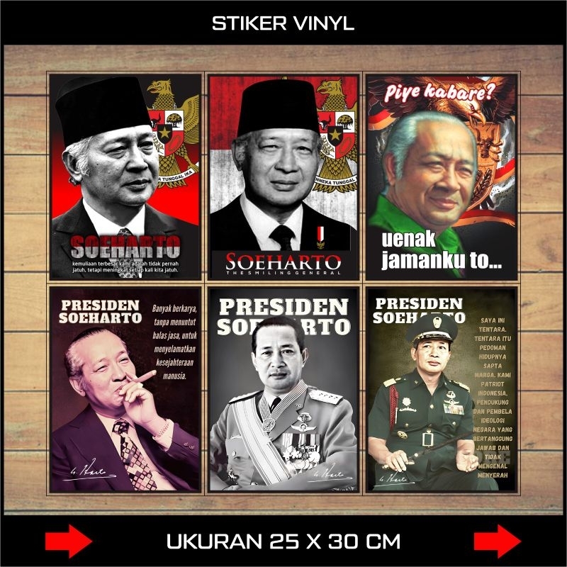 Stiker Vinyl Motip Soeharto Ukuran Besar / Sticker Dasboard Motor, Mobil, kulkas, Pintu, Jendela dll