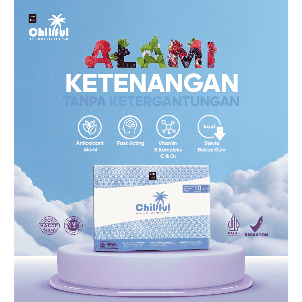 

Chillful Recovery Minuman Relaksasi kaya Antioxidant untuk Recovery Setelah Berolahraga Bahan Alami Tanpa Gula Tanpa Pengawet