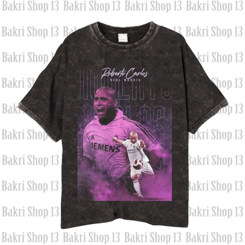 Brazilian Legend Roberto Carlos T-shirt/Kaos Bola Vintage Wash Roberto Carlos Brazil Unisex