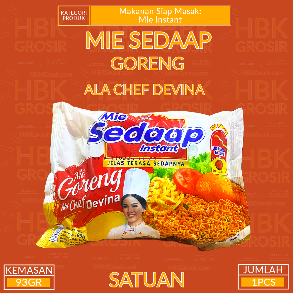 

Mie Sedaap Goreng Pipih Ala Chef Devina 93GR [HBK GROSIR - Hemat Beragam Komplit]