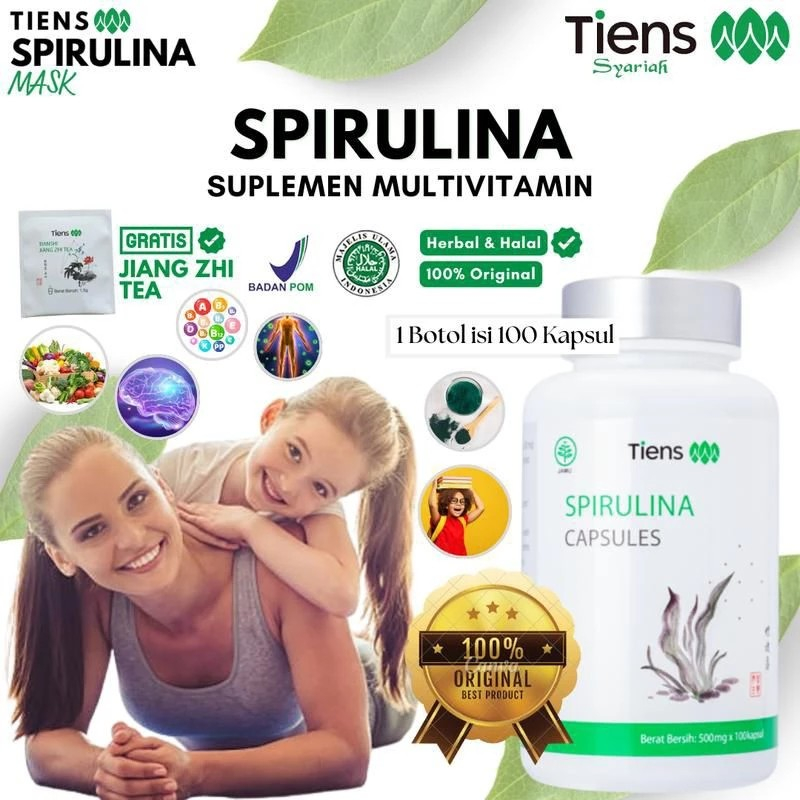 TERLARIS Spirulina Suplemen Nutrisi tambahan Masker Wajah Viral Tiktok Organik Alami Original
