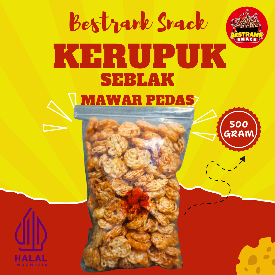 

Kerupuk Seblak Mawar Pedas 500 gram
