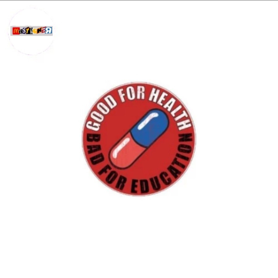 

sticker Akira anime good for health bad for education logo stiker retro film vintage neo tokyo