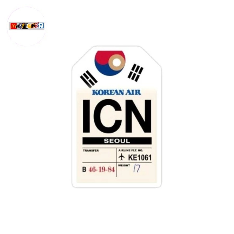 

sticker KOREAN AIR ICN airport Seoul traveling luggage label stiker aviasi