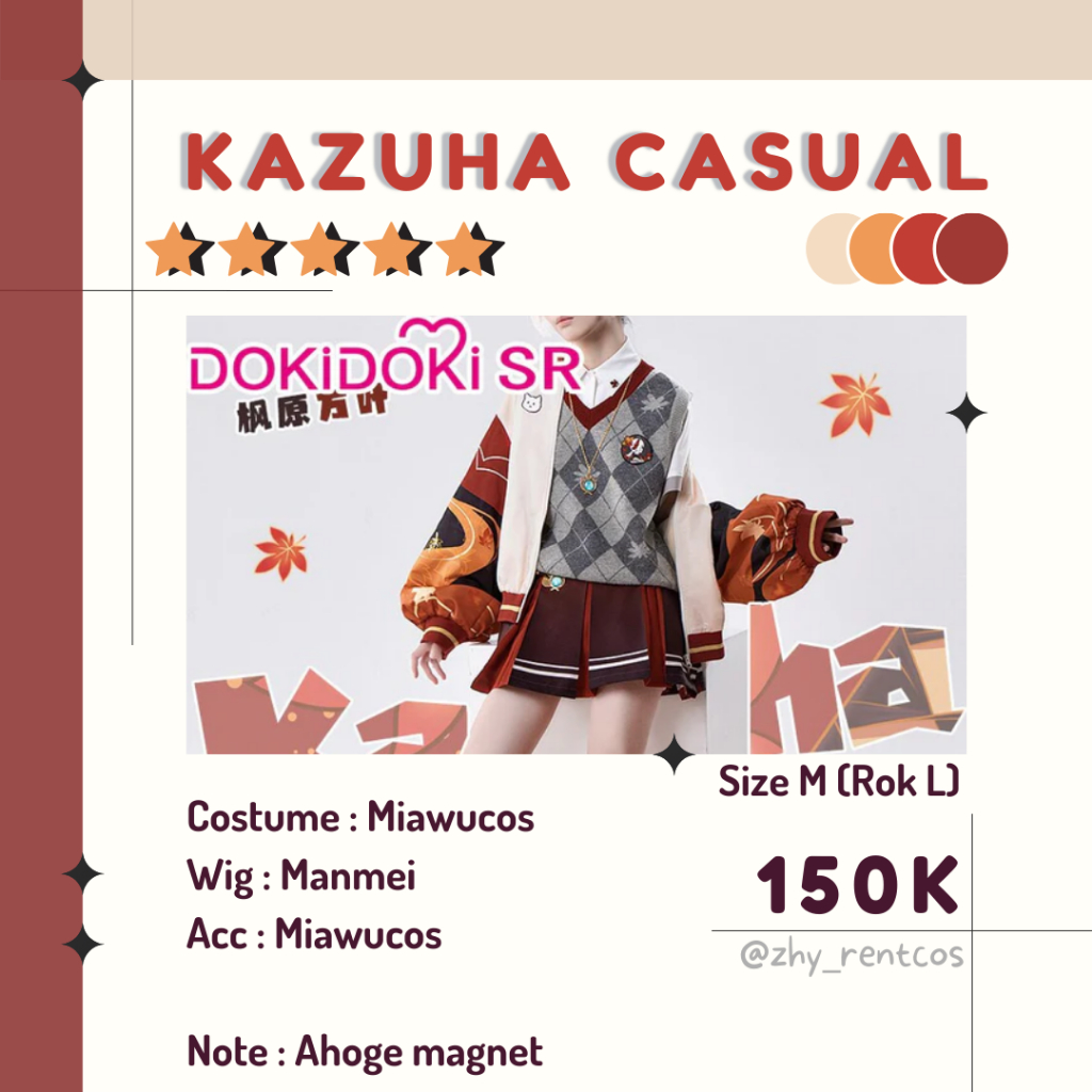 Rental Cosplay Kazuha Kaedehara Casual Genshin Impact Miawucos Sewa Kostum