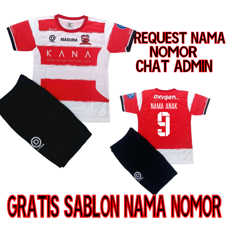 Setelan baju bola madura united/jersey bola anak/jersey madura printing