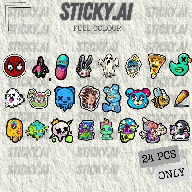 

V2 24 Pcs Sticker Zombie Character Mix Vnyl Digunakan Untuk Sticker Buku,Laptop,Pc,HP,Dll