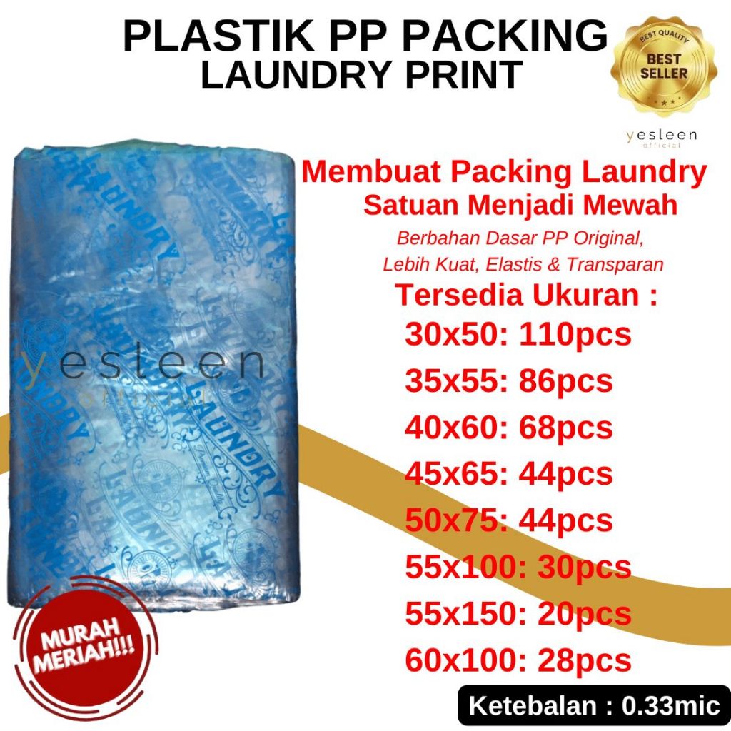 New [1Kg] Plastik Packing Laundry Sablon Premium / Plastik Laundry Kiloan / Plastik PP Print/Sablon