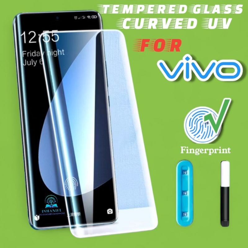 Tempered Glass Curved Uv Clear Bening Vivo X50 X60 X70 X80 X90 X90s X100 X100s Pro Plus 4g 5g Anti G