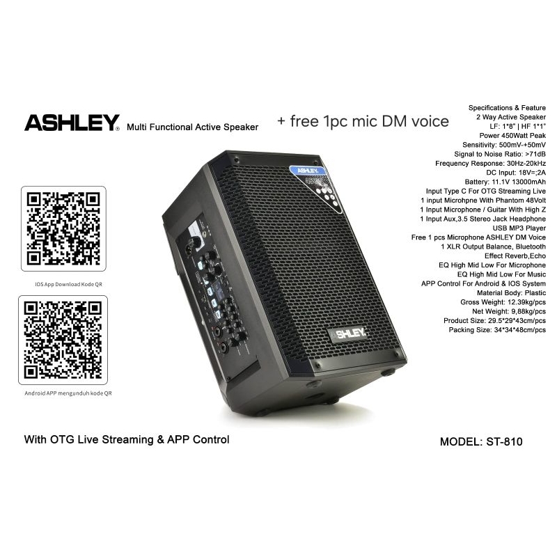 ashley speaker aktif 8in ST810