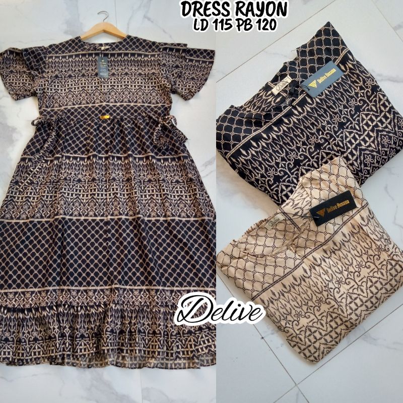 Dress rayon lengan susun//Dress Rayon motif etnik//Homey dress Rayon