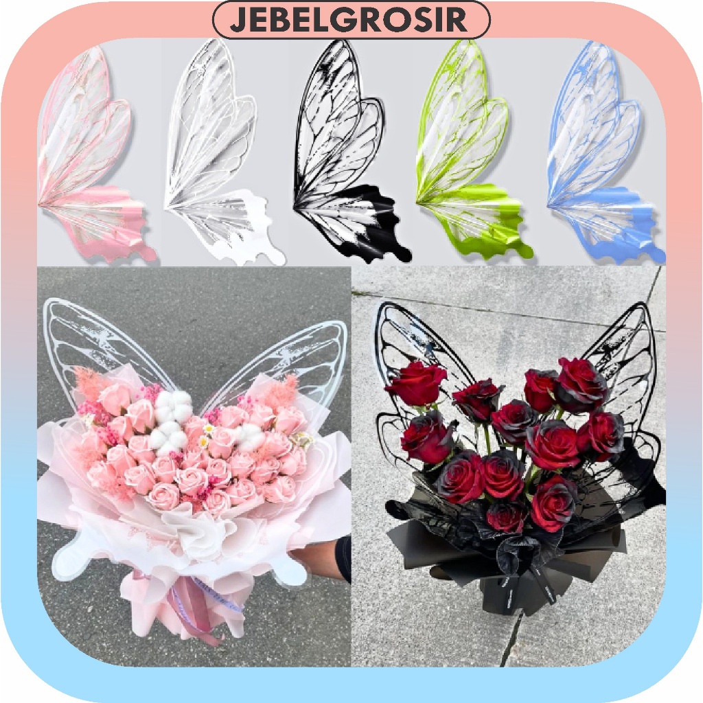 

20Set/40 Lembar Cellophane Kertas Buket Kupu Kupu Butterfly Wings Flower Wrap Florist KB55