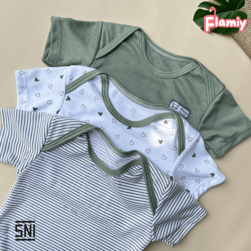 3pcs Baju Jumper Bayi Series Hijau Sage