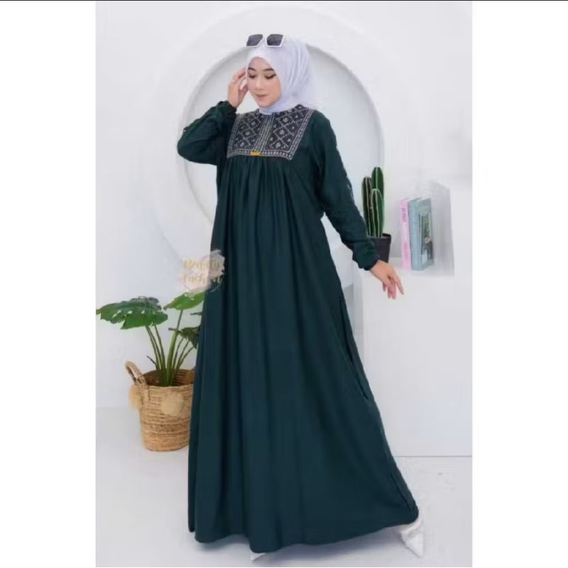Kayla Gamis Rayon Twill Bordir Cantik-Pilihan Stylish Wanita