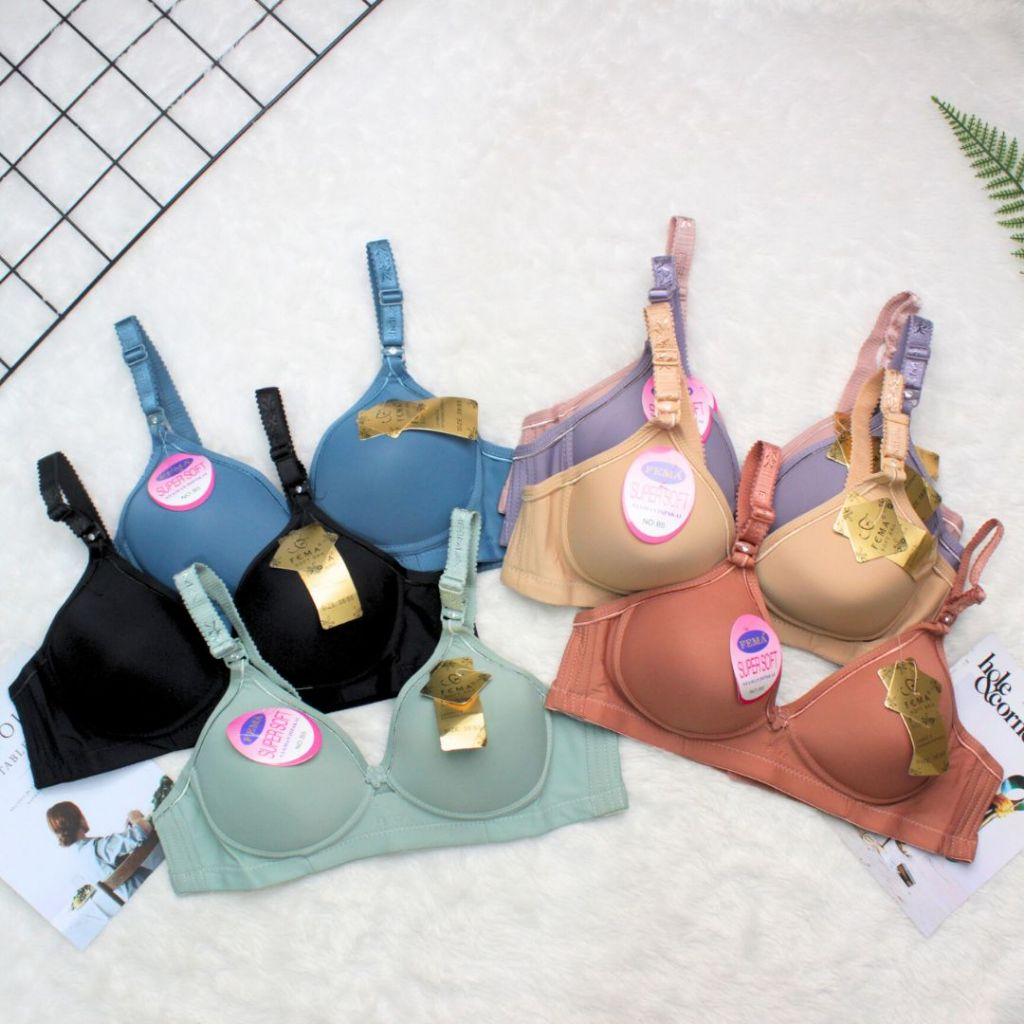 FEMA B5 - BRA WANITA CUP B ORIGINAL SUPER SOFT BH PEREMPUAN FEMA B5 TANPA KAWAT 1 PCS
