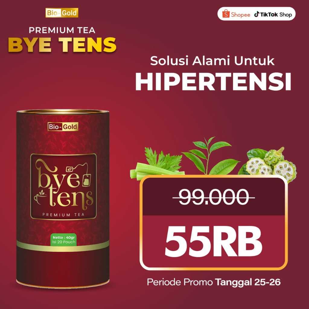 

Teh ByeTens Bio Gold Solusi Alami dengan Teh Hijau Mengkudu dan Seledri untuk Tekanan Darah Stabil