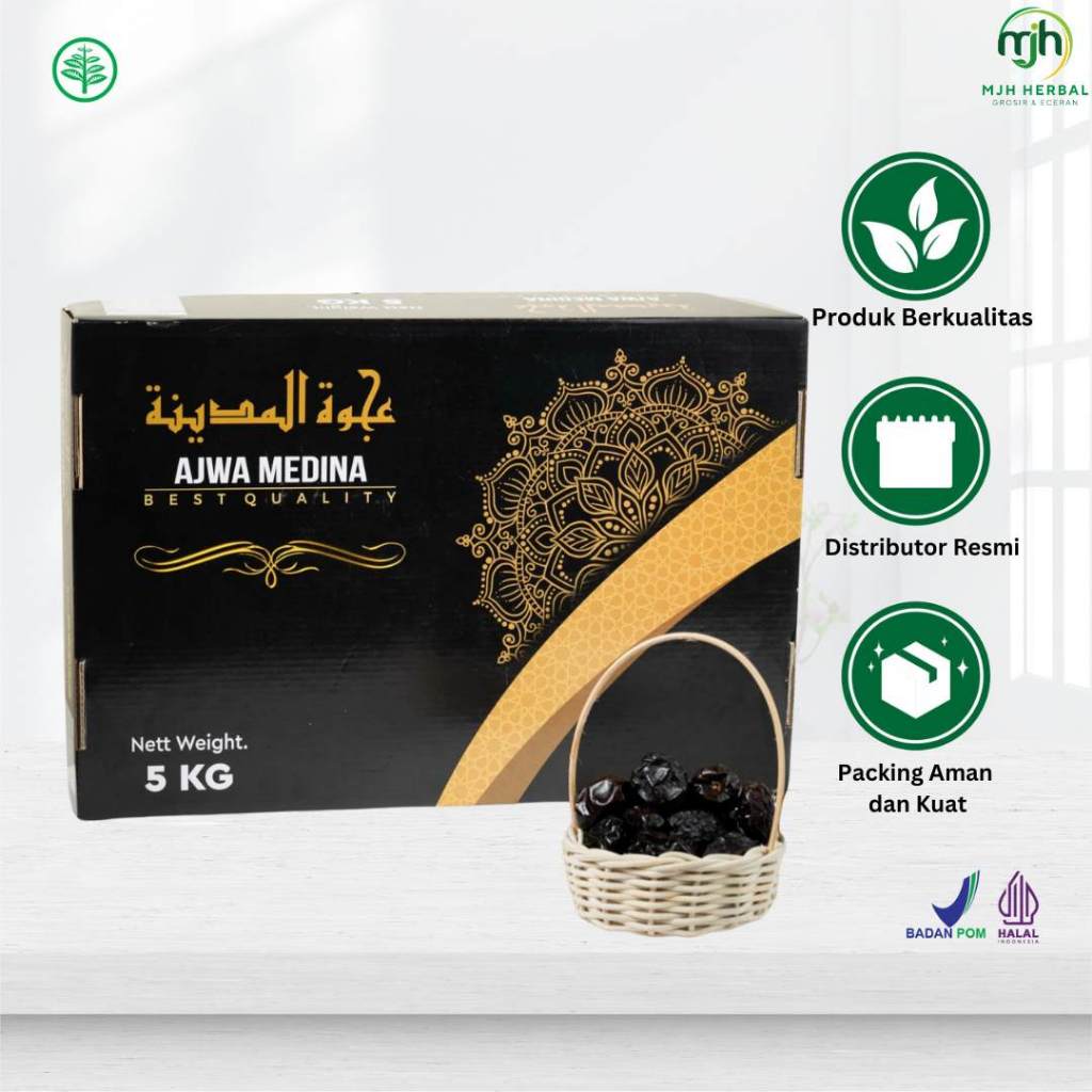 

Kurma Ajwa Medina Panen Baru Premium Favorit Antioksidan Tinggi - Kemasan 5 Kg | Kurma Nabi, Kaya Nutrisi & Serat