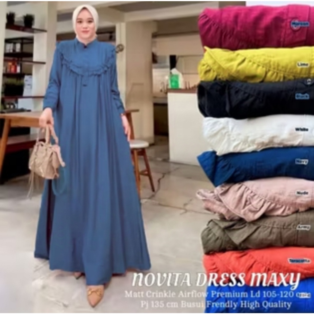 Gamis Samira Jumbo LD 110 Bahan Crinkle Airflow