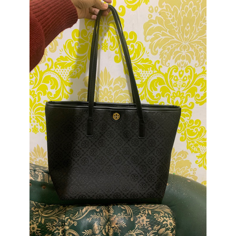 Tote Bag - TORY BURCH Black Motif (canvas Mix Leather)