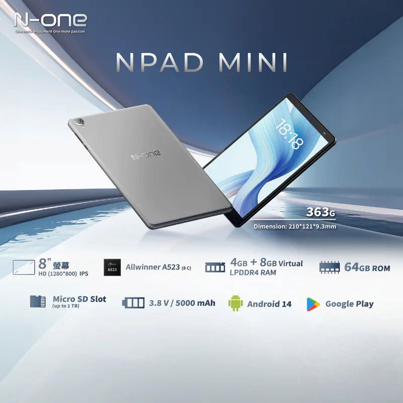 Allwinner A523 Octa Core 4GB RAM 64GB ROM 8 Inch Android 14 Tablet