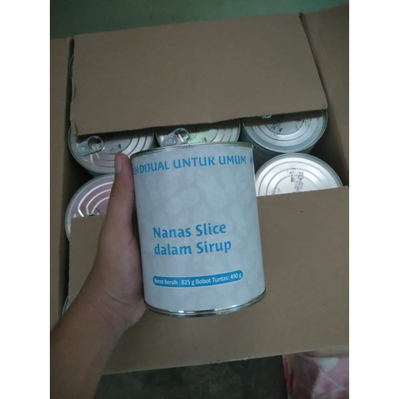 

Nanas potong 825 gr ( uk besar) isi 12 kaleng