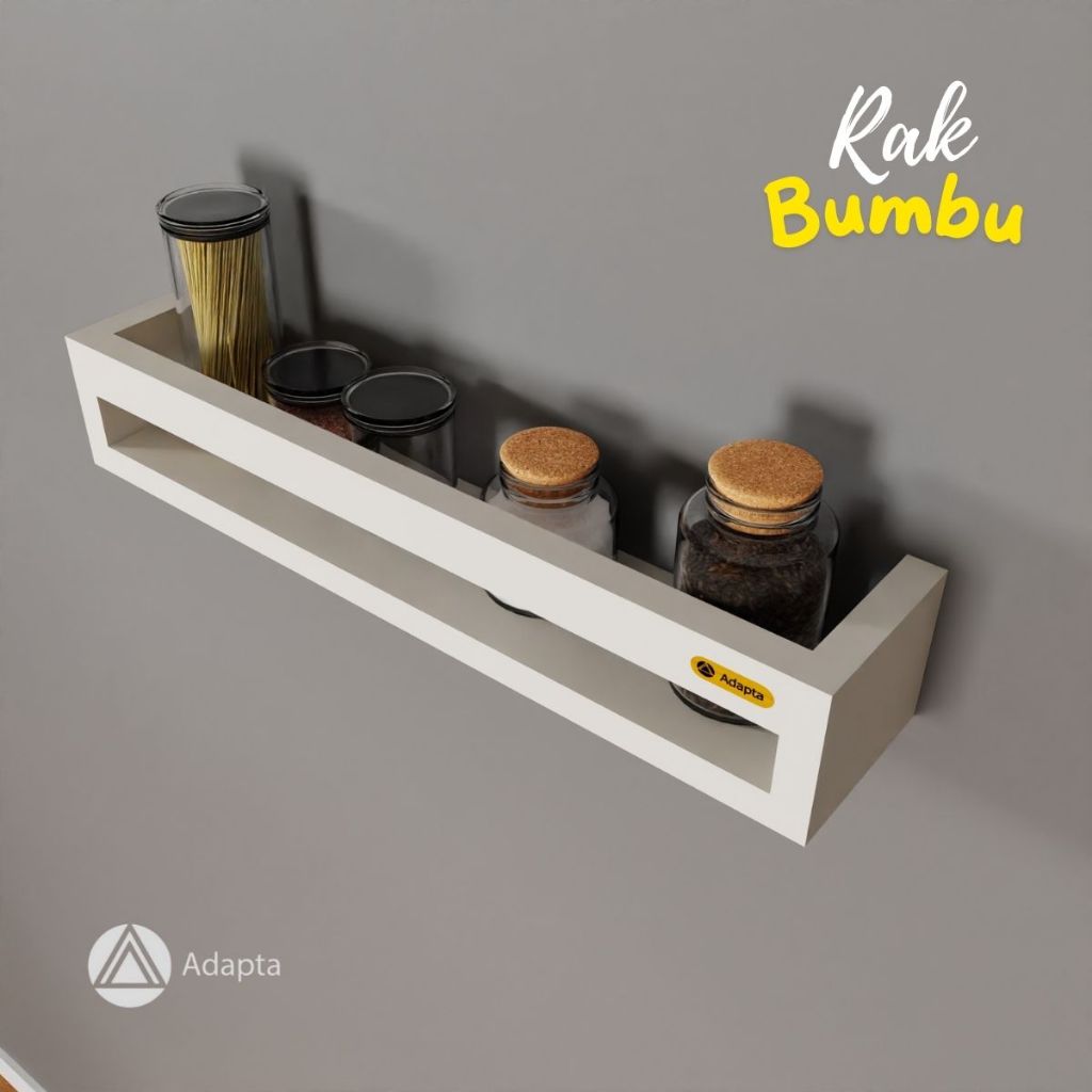 Adapta -  Rak Bumbu Dapur gantung Dinding - Rak Bumbu Dapur Temper Dinding Warna Putih  - Rada D2