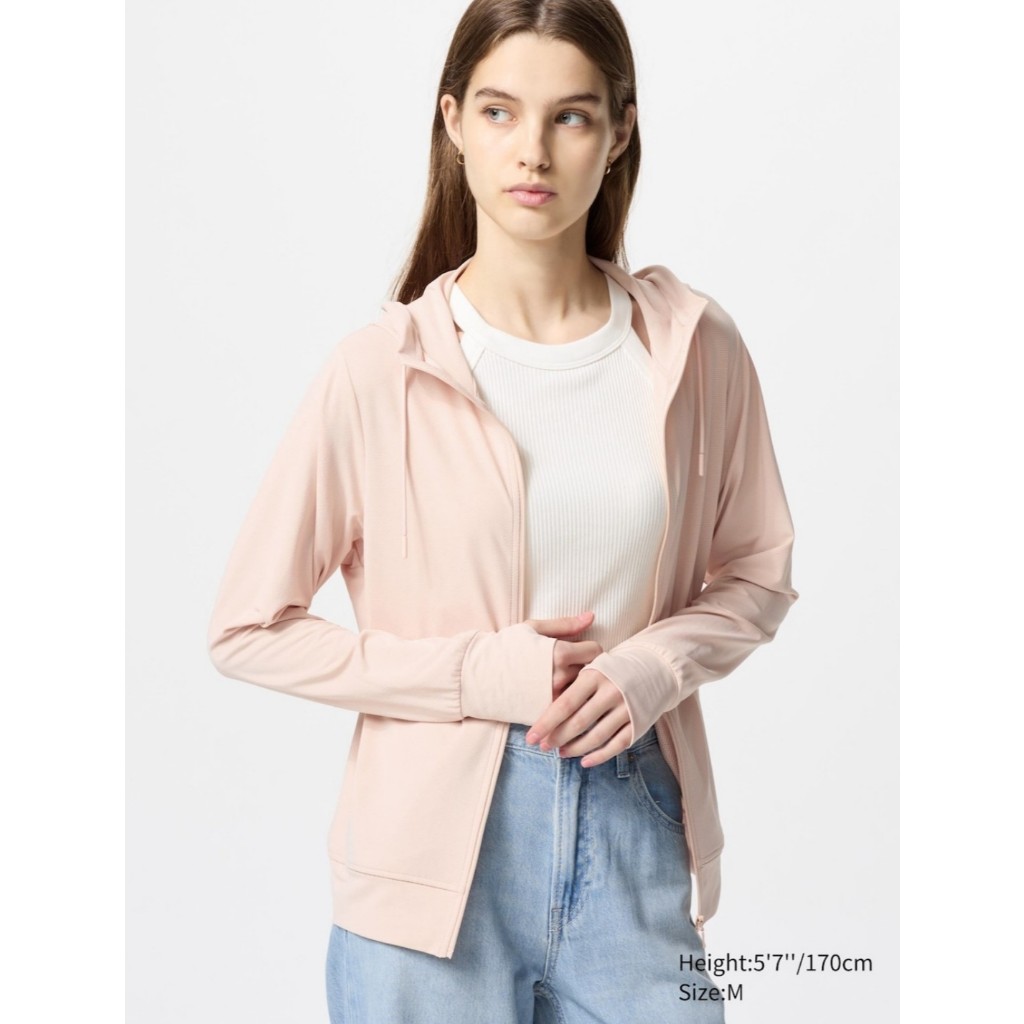 UNIQLO JAKET HOODIE UV CUT MESH AIRISM WANITA JAKET UNIQLO AIRISM