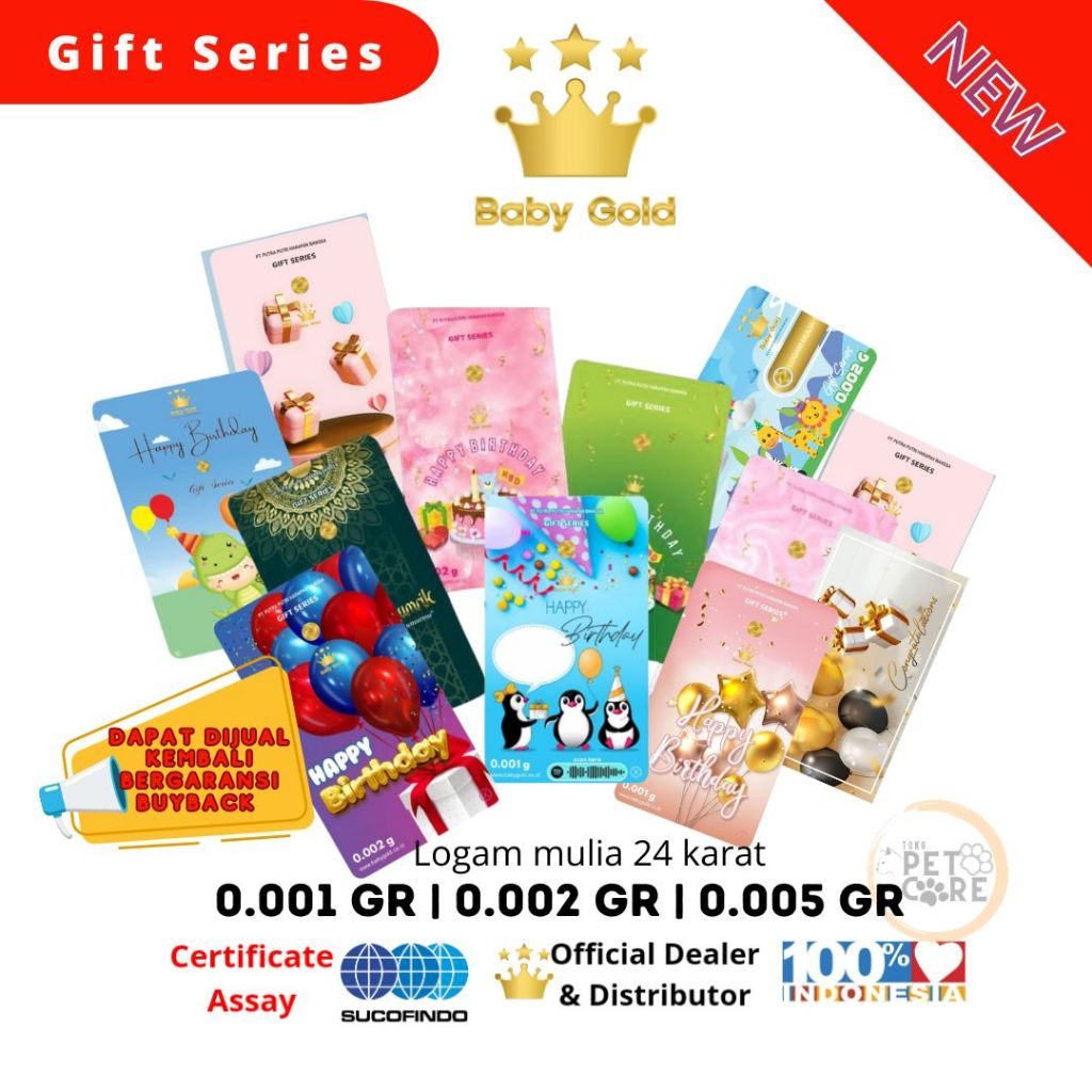 BABY GOLD & RICH GOLD  GIFT SERIES 0.0005 |0.001 | 0.002 | 0.005 gram Logam Mulia Emas Mini