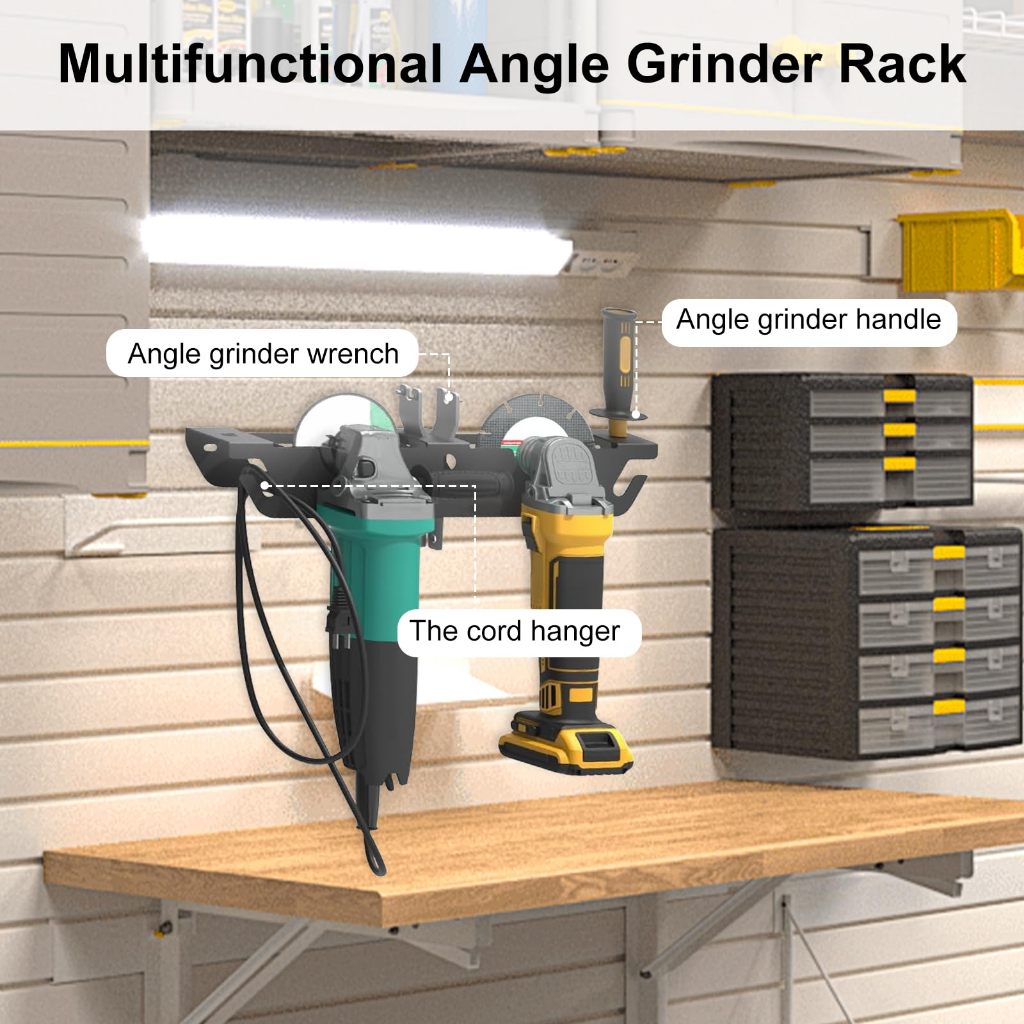 Angle Grinder Storage Rack Multifungsi Wall-mounted Space-Saving Hanger Angle Grinder Rack Wall