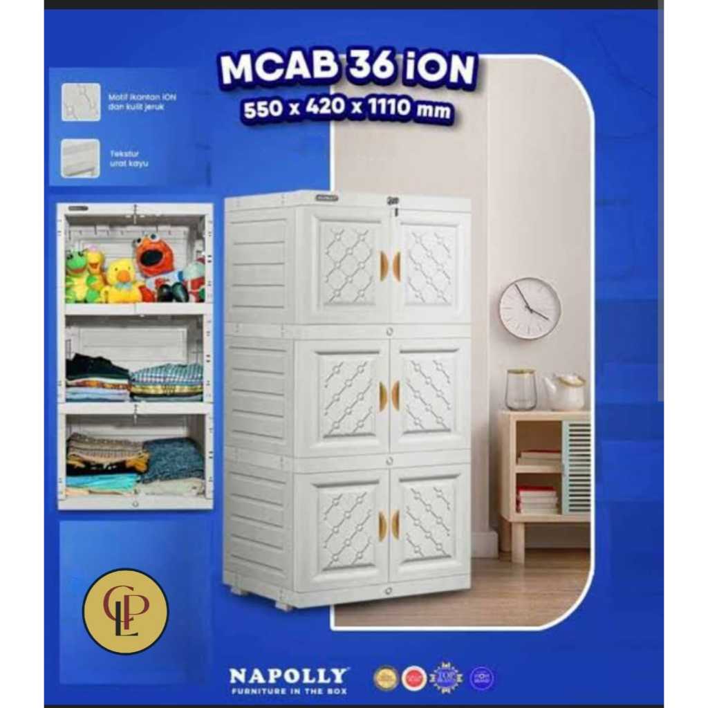 Lemari Pakaian Rak Barang Plastik Napolly Putih Mcab Ion 36