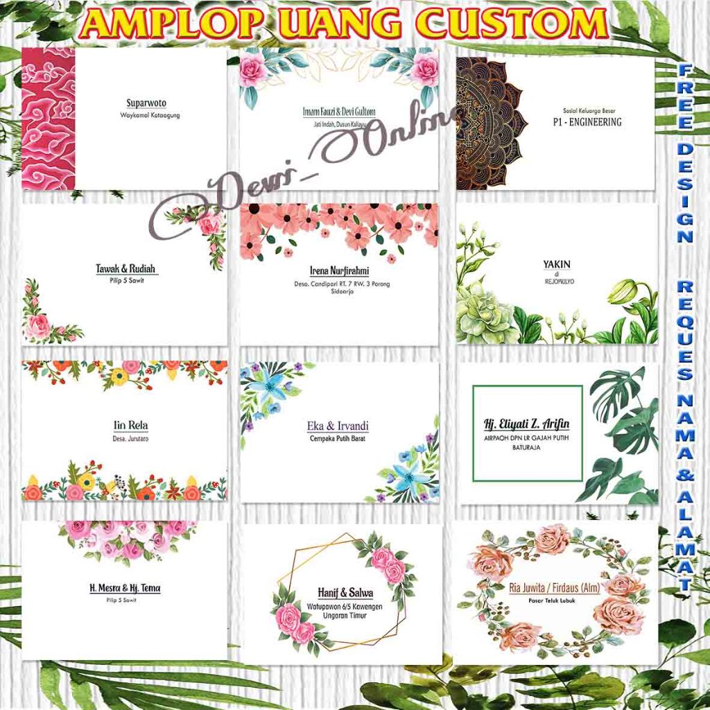 

Amplop Kondangan Custom Motif tambah nama alamat