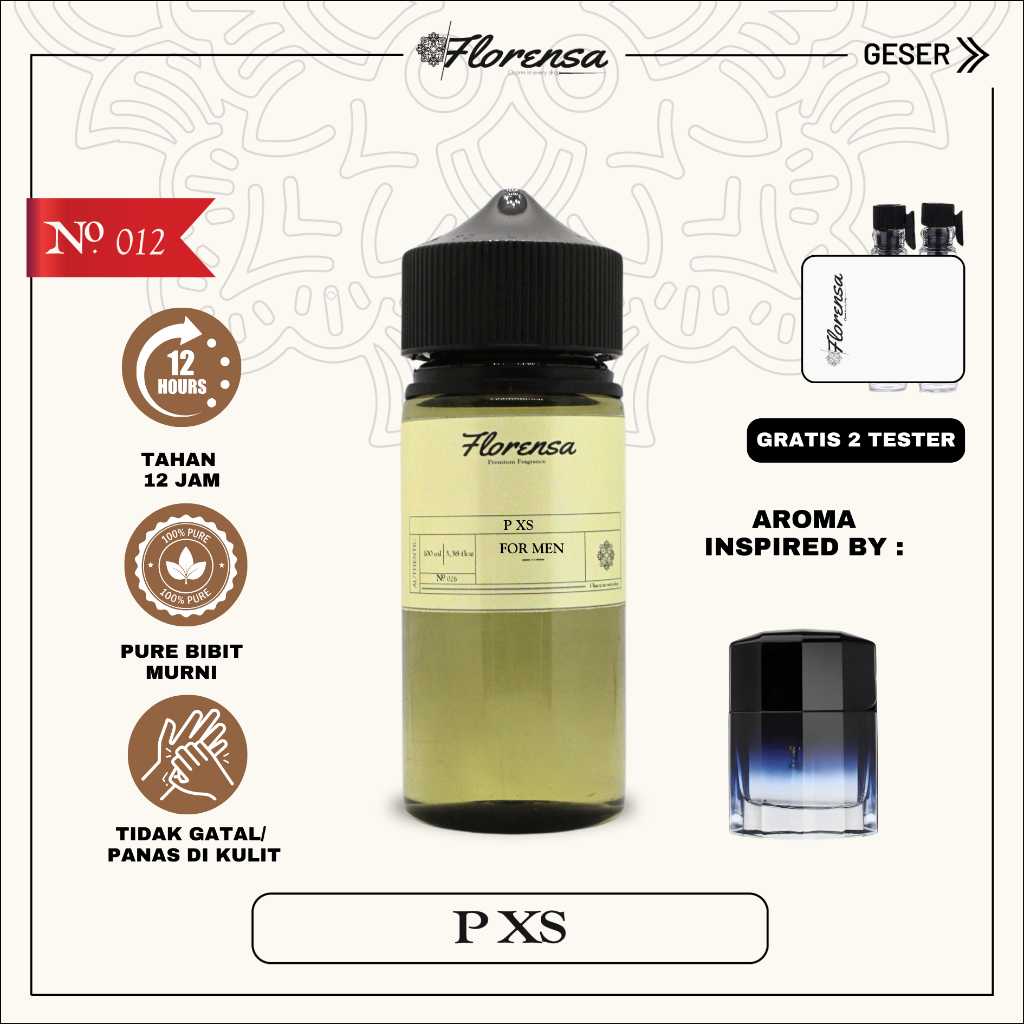 Bibit Parfum Murni Non Alkohol 100ml Aroma Spicy Woody Mewah Minyak Wangi Pria P XS | Biang Farfum