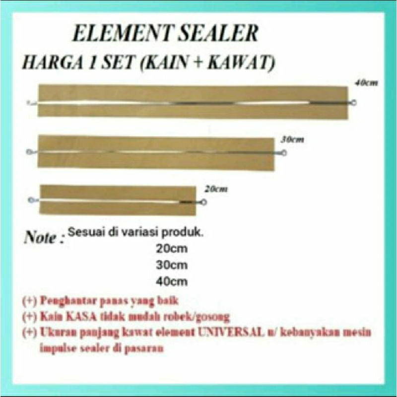 ELEMEN PRES PLASTIK kain + kawat pemanas impulse sealer