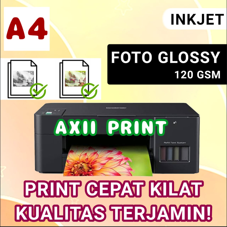 

PRINT FOTO GLOSSY/DOFF A4 CEPAT KILAT! INKJET KUALITAS TAJAM