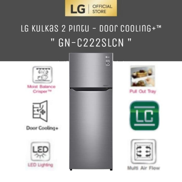 KULKAS LG GN-C222SLCN INVERTER DOOR COOLING 2 PINTU [ 225 LITER ]