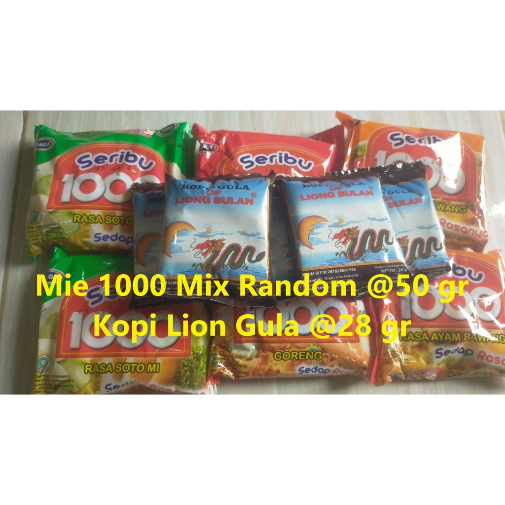 

P36 Mie Gaga 1000 Goreng Soto Ayam Bawang 20 pcs & Kopi Lion Bulan Gula 10 pcs Termurah Hemat