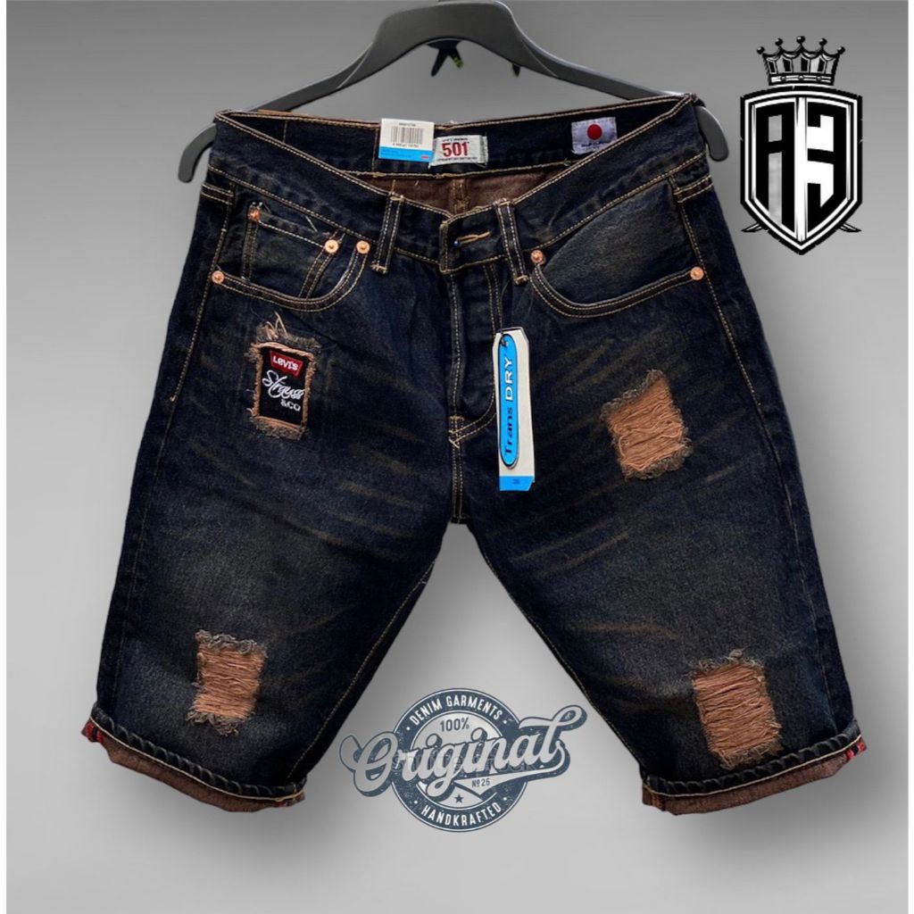 celana jeans 501 pendek sobek