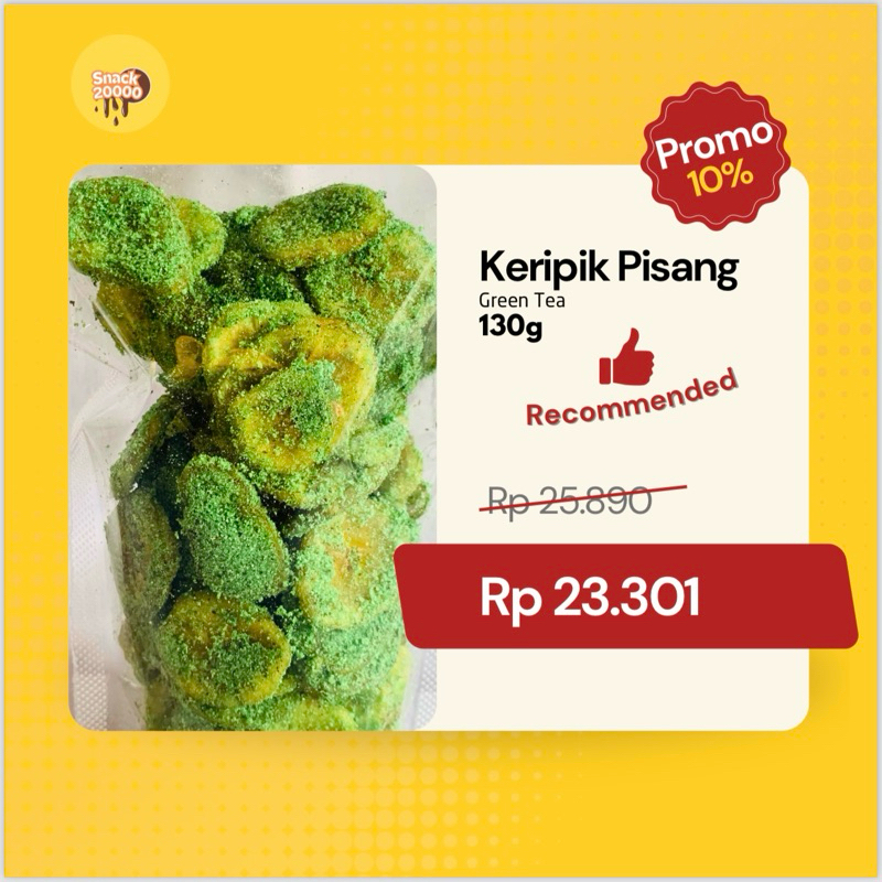 

Keripik Pisang Green Tea 130g Bumbu Premium (FREE PACKING BUBLE DAN KARDUS PENGAMAN)